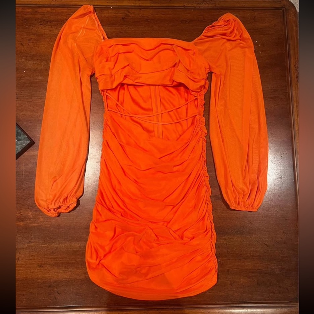 Who am I? Orange Long Sleeve Dress